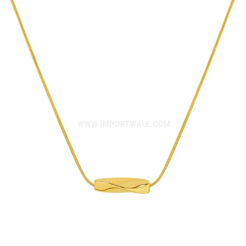 Trendy Minimalist Geometric Twisted Tube Snake Chain Necklace in Stainless Steel