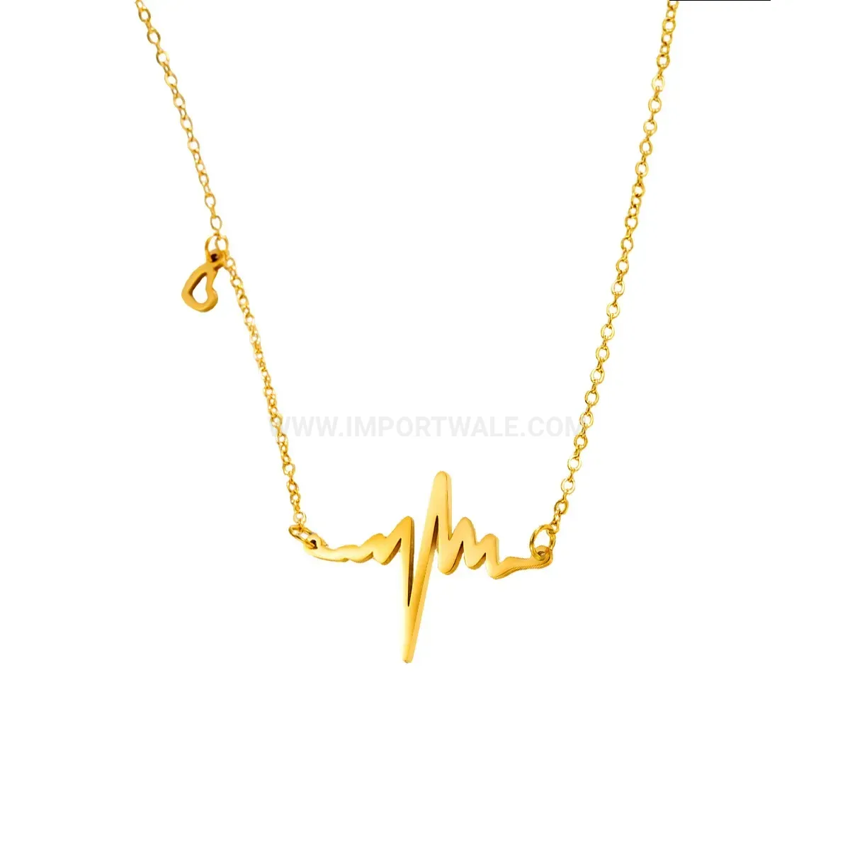 Designer Stainless Steel Heartbeat Pulse Charm Pendant Necklace