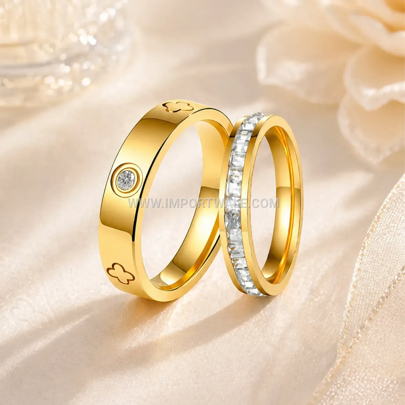 Crystal Accent Stainless Steel Mobius Band Ring