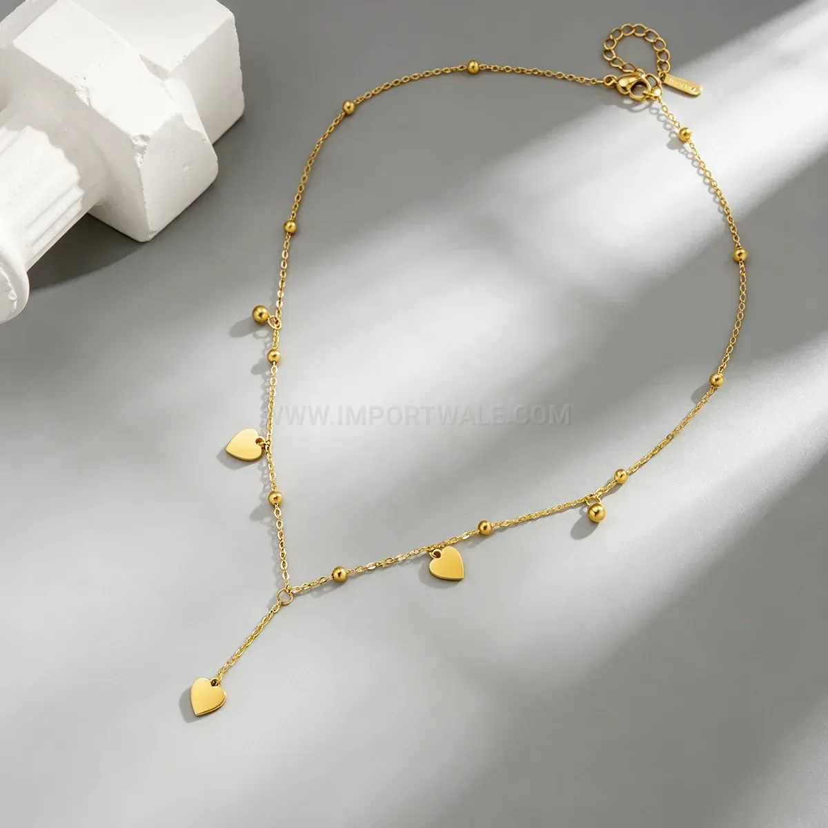 Trendy Stainless Steel Heart Tassel Pendant Choker Necklace