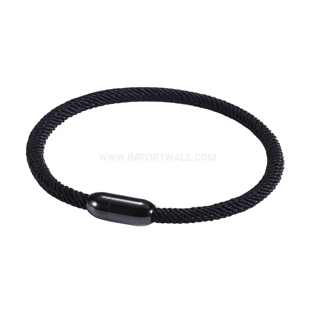Minimalist Leather Bracelet With Black Electroplated Magnetic Clasp