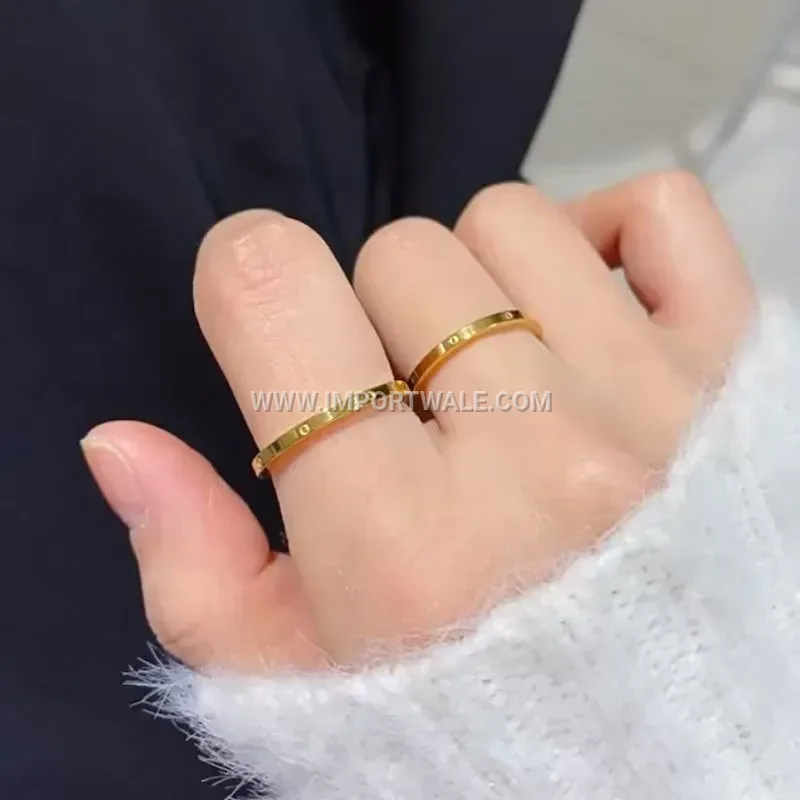 Minimalist Gold Tone Slim Pinky Band Ring