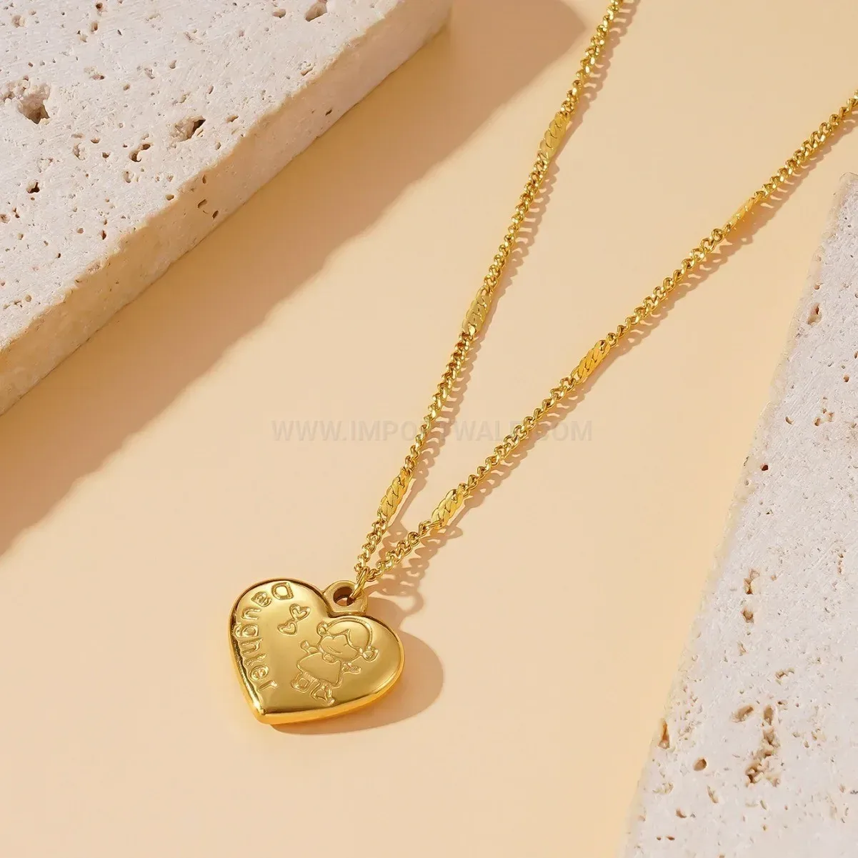 Elegant Titanium Steel Heart Charm Pendant Clavicle Necklace