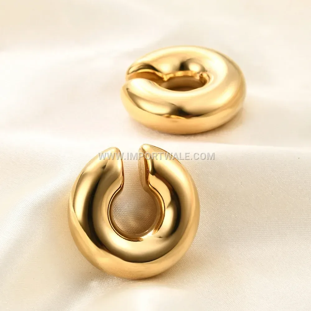 Chunky Stainless Steel Hollow Hoop Earrings With Heart Detail