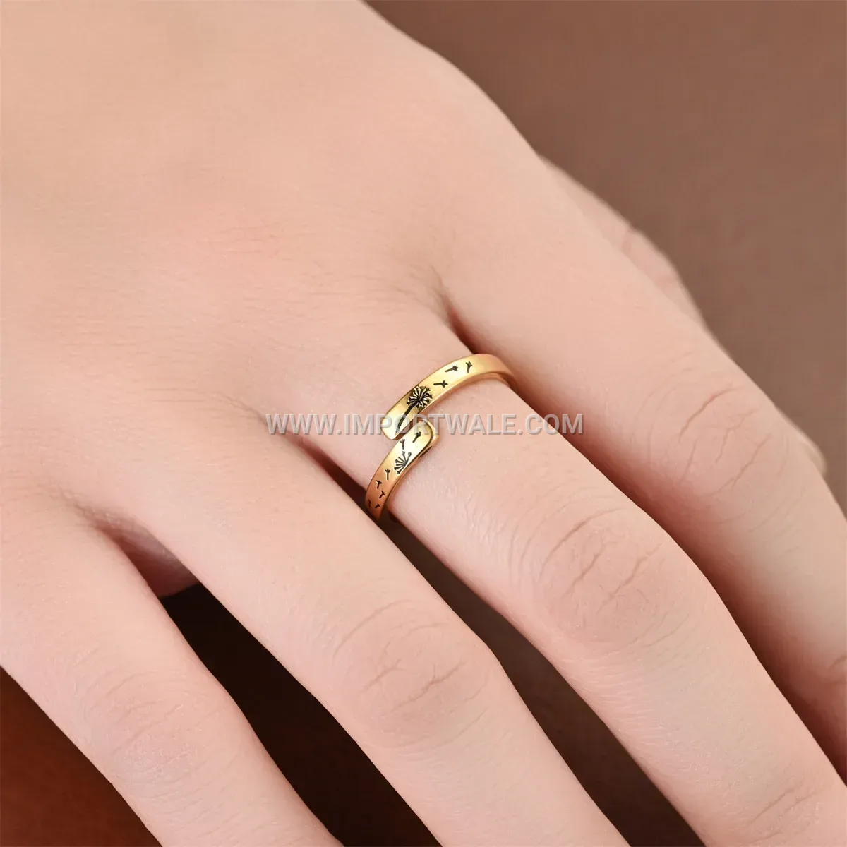 Stainless Steel Dandelion Open Adjustable Ring