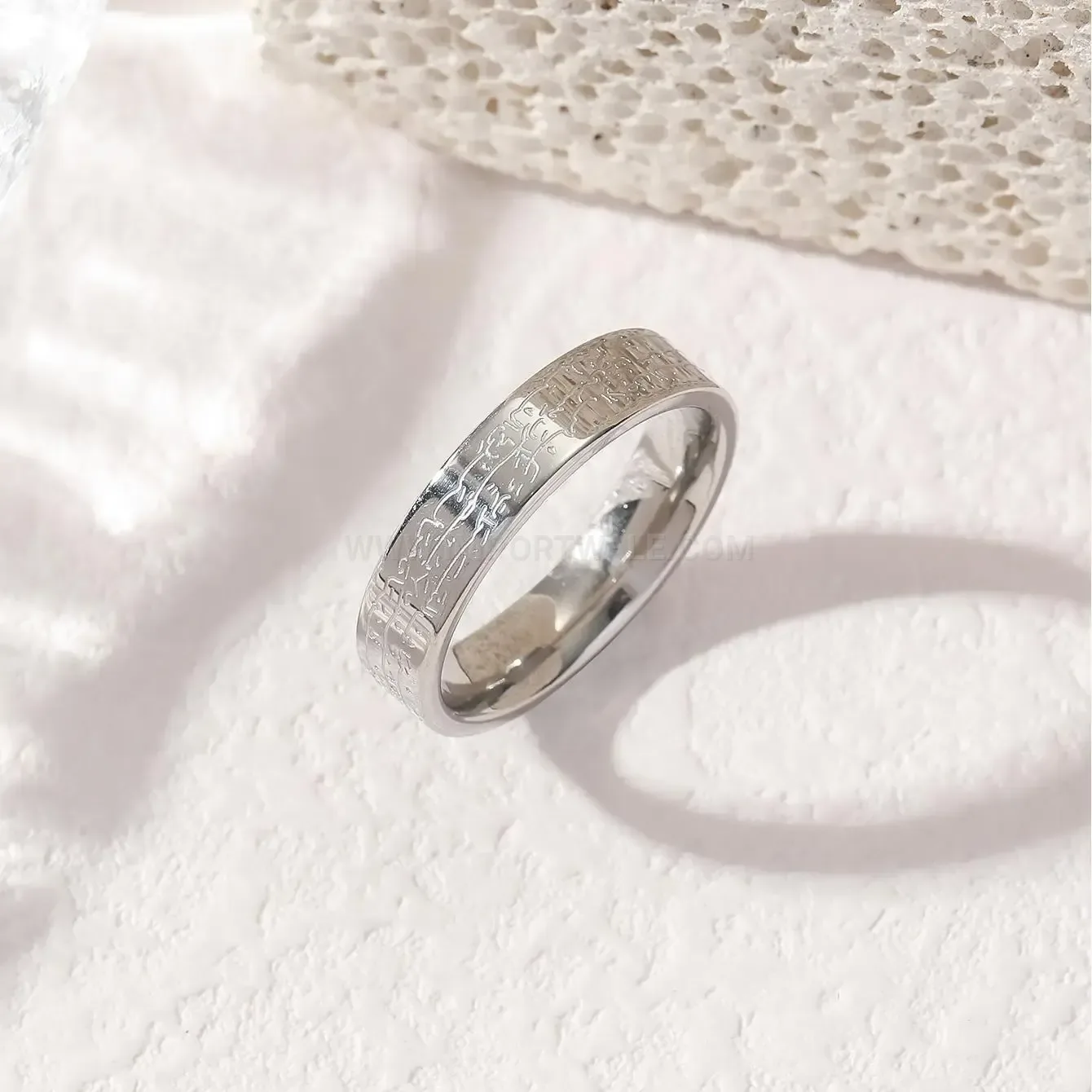Trendy Stainless Steel Ayatul Kursi Arabic Calligraphy Script Ring