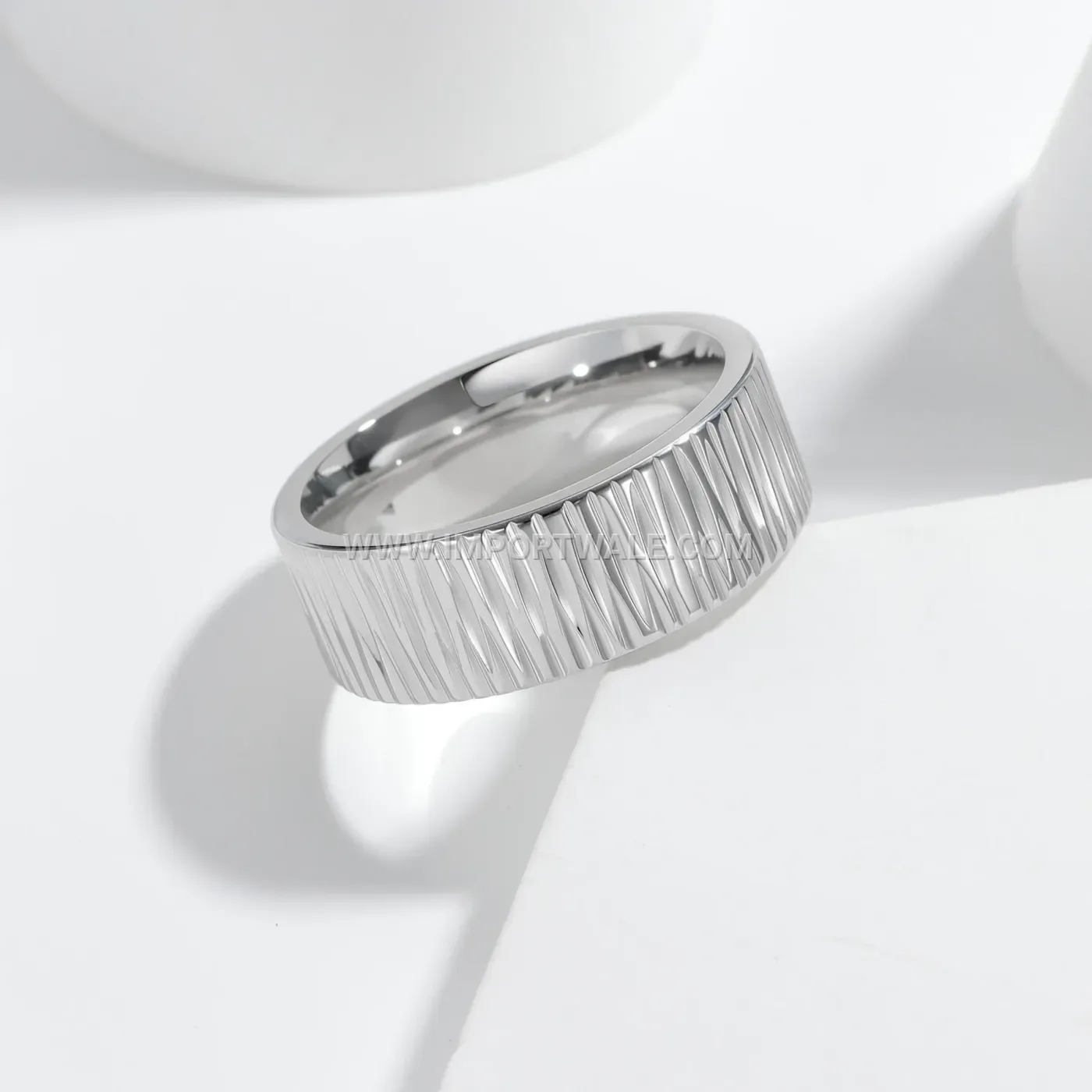 CNC Engraved Geometric 316L Stainless Steel Band Ring