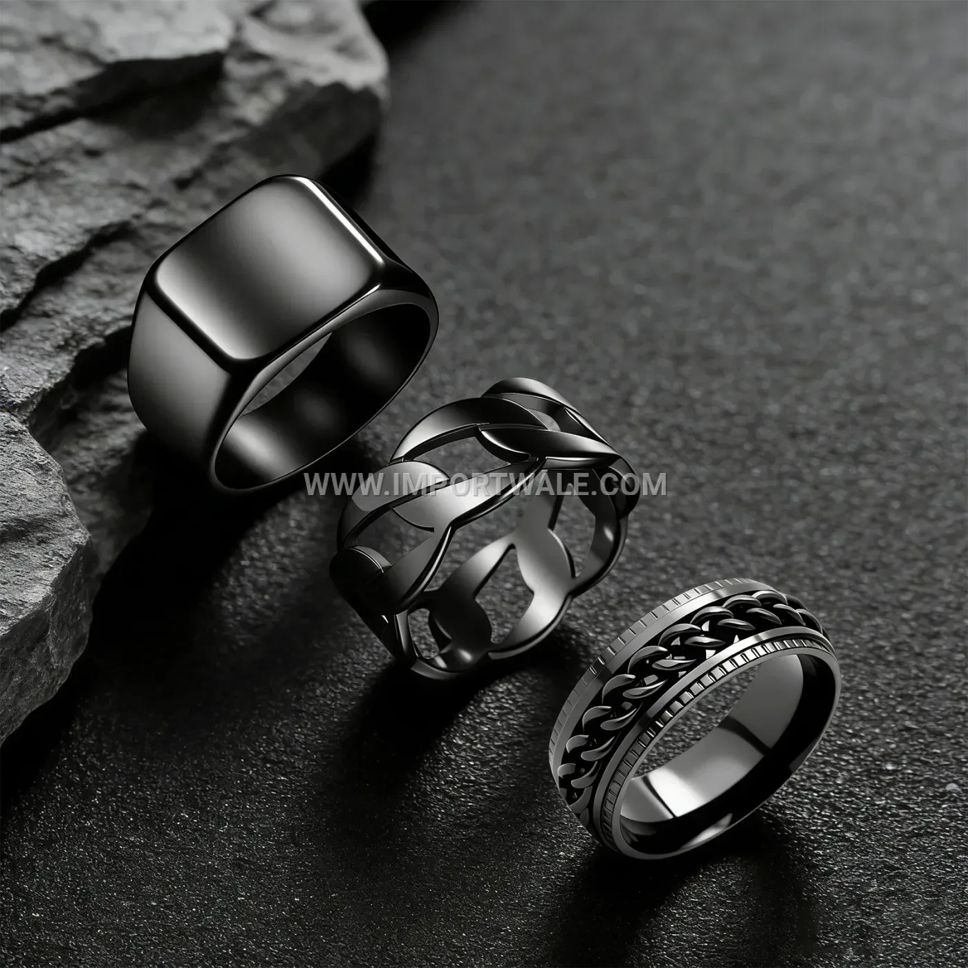 Embossed Pattern Spinner Chain Stainless Steel Ring