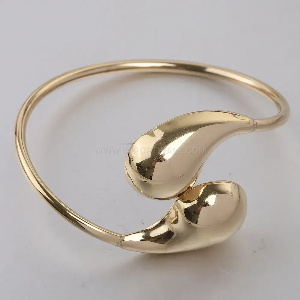 Classic Polished Teardrop Open Stainless Steel Bangle Bracelet