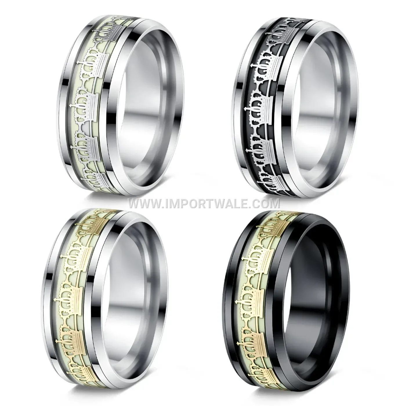 Luminous Crown Stainless Steel Gear Motif Ring