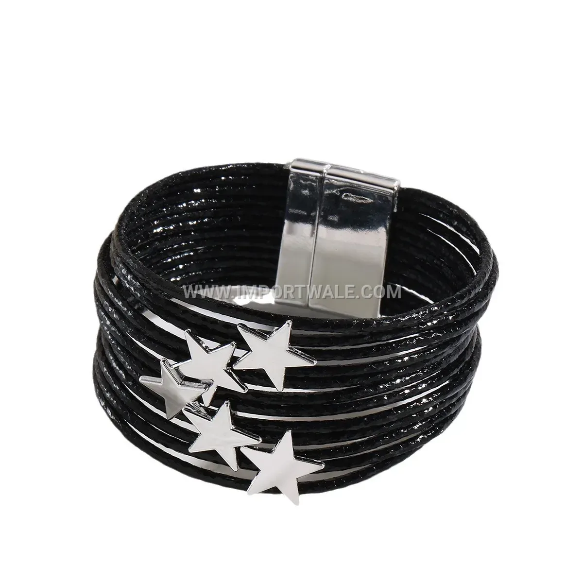 Multi-Layer Faux Leather Star Charm Wrap Bracelet