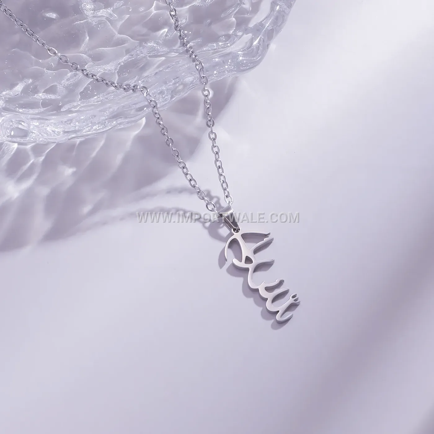 18K Gold Plated Stainless Steel Arabic Script Pendant Necklace