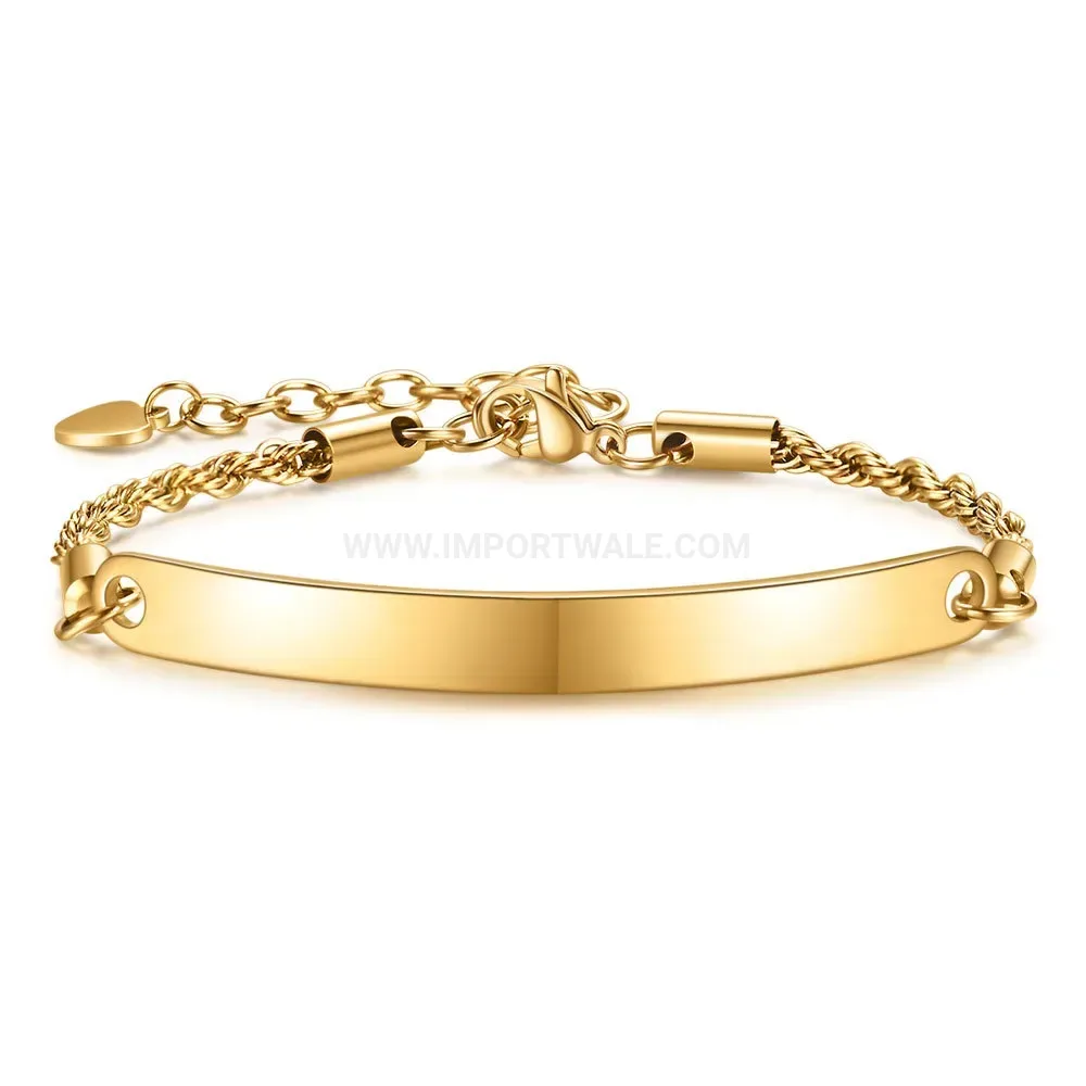 Minimalist Smooth Curved Bar Stainless Steel Chain Bracelet