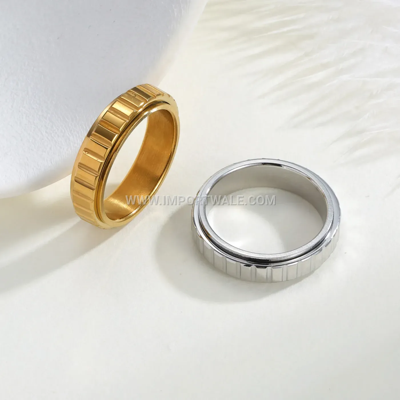 Rotatable Gear Spinner Stainless Steel Band Ring