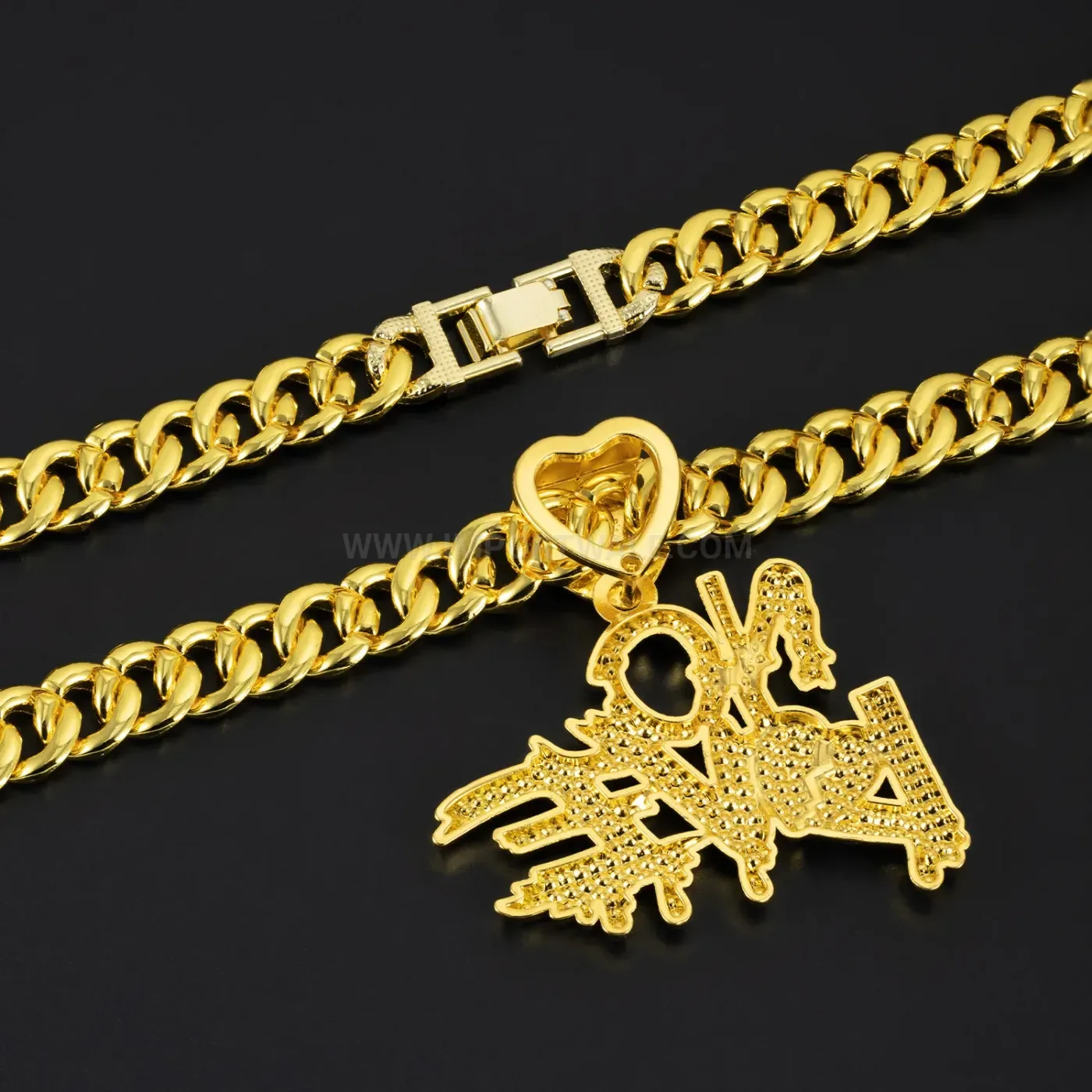Fashion Iced Out NO LOVE Letter Pendant Cuban Link Necklace