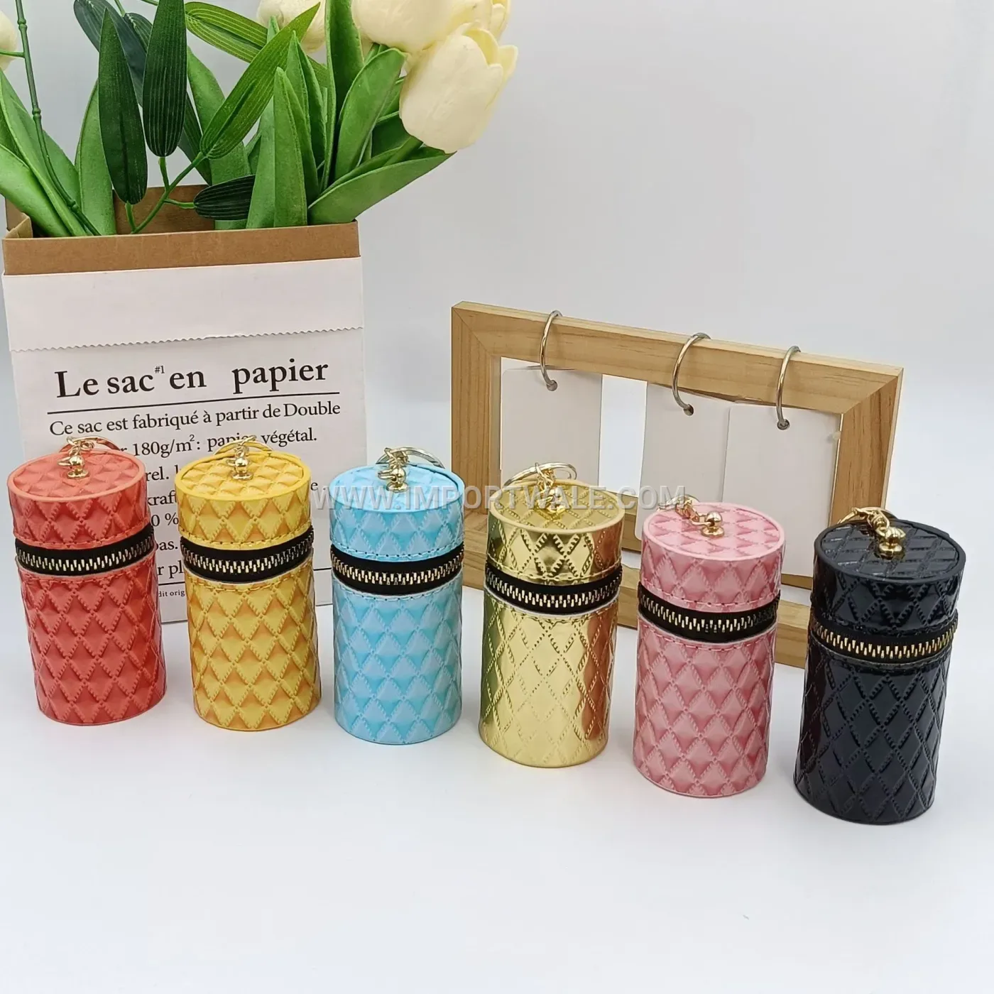 Quilted Faux Leather Mini Lipstick Wallet and Earphone Case