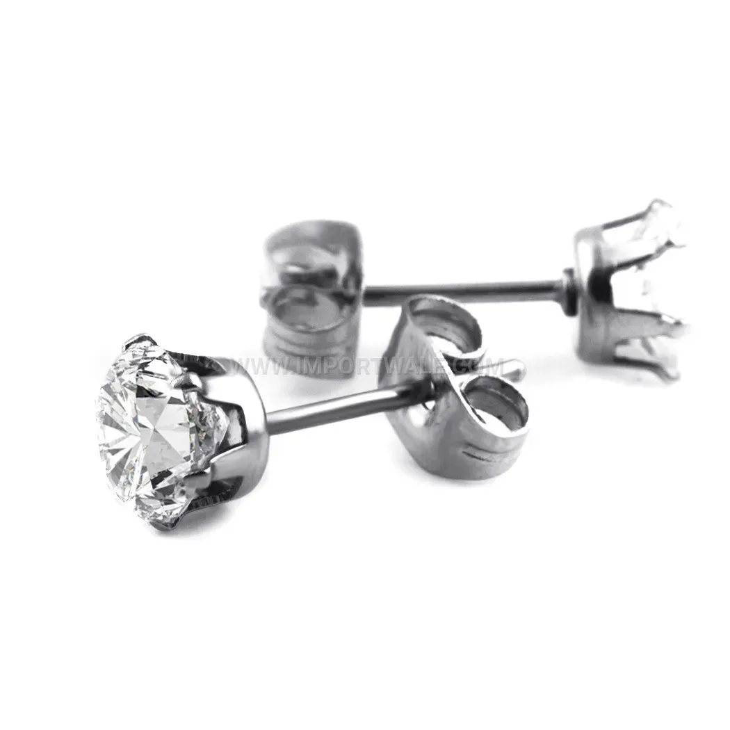 Classic Round Zirconia Inlaid Stud Earrings