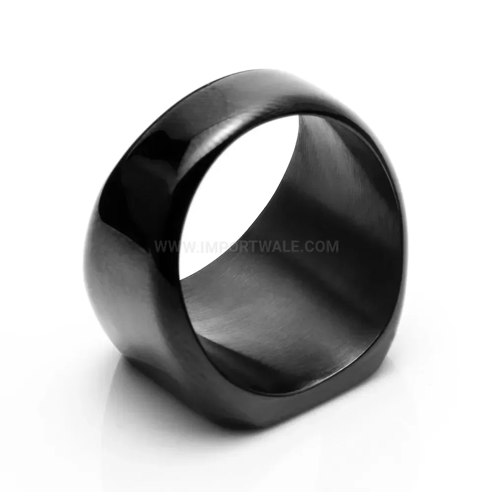 Elegant Square Polished Electroplated Stainless Steel Signet Ring 18mm
