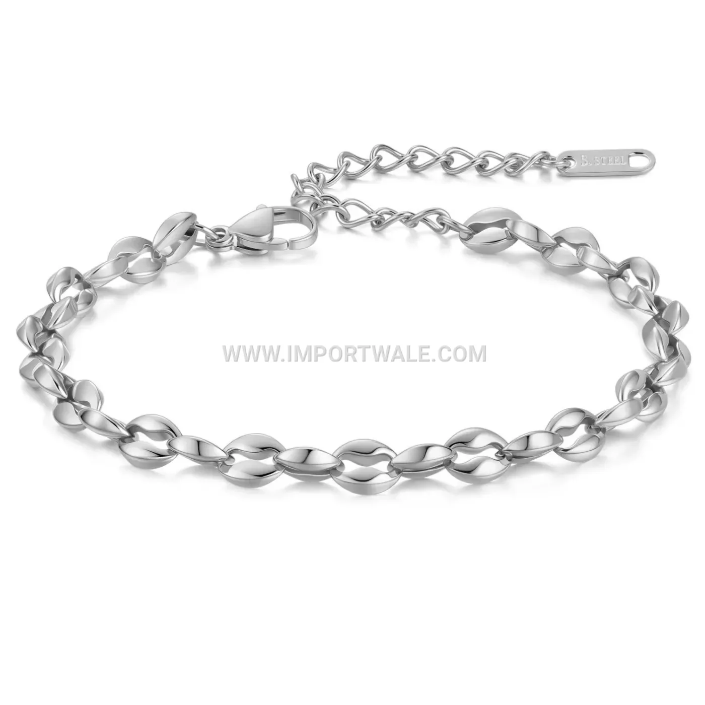 Minimalist Cutout Coffee Bean Link Stainless Steel Bracelet