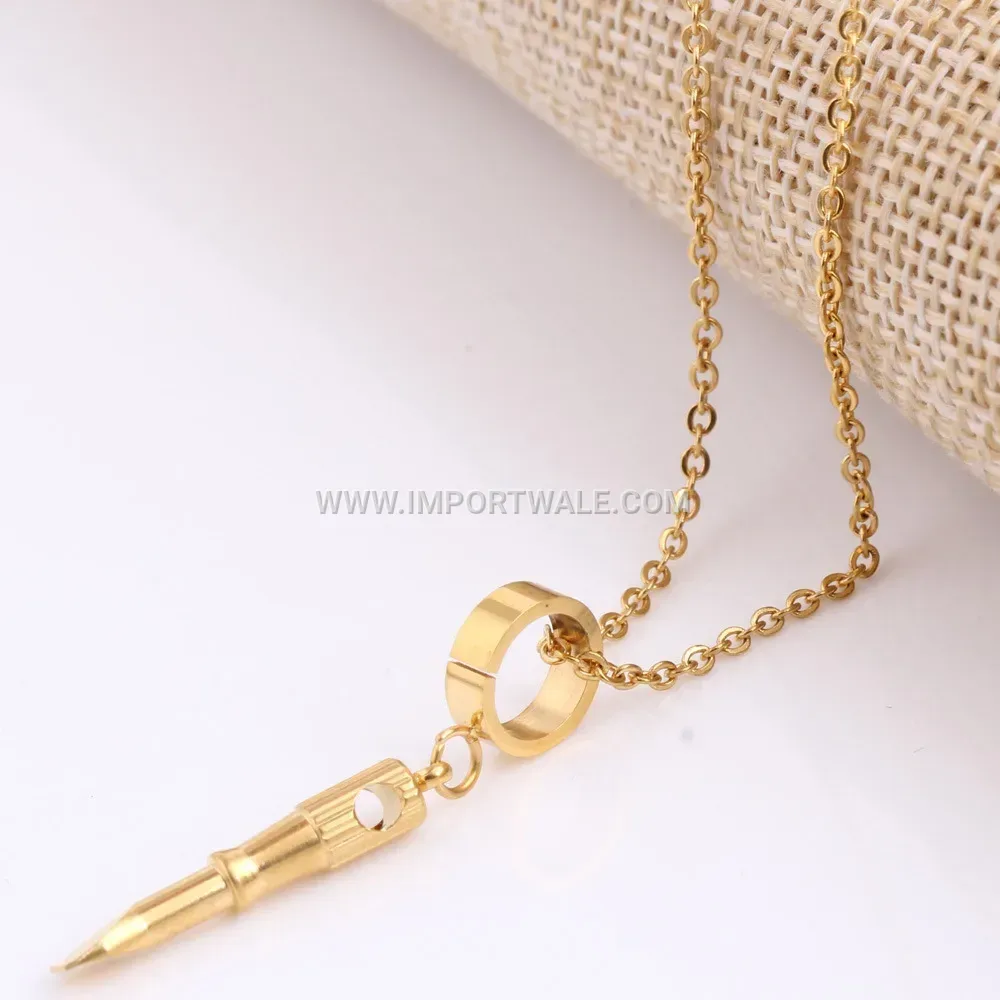 Gold Plated Stainless Steel Screwdriver Tool Pendant Charm Necklace