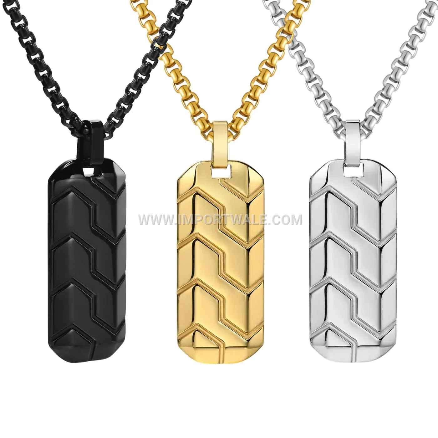 Men's Geometric Tire Pattern Stainless Steel Pendant Necklace