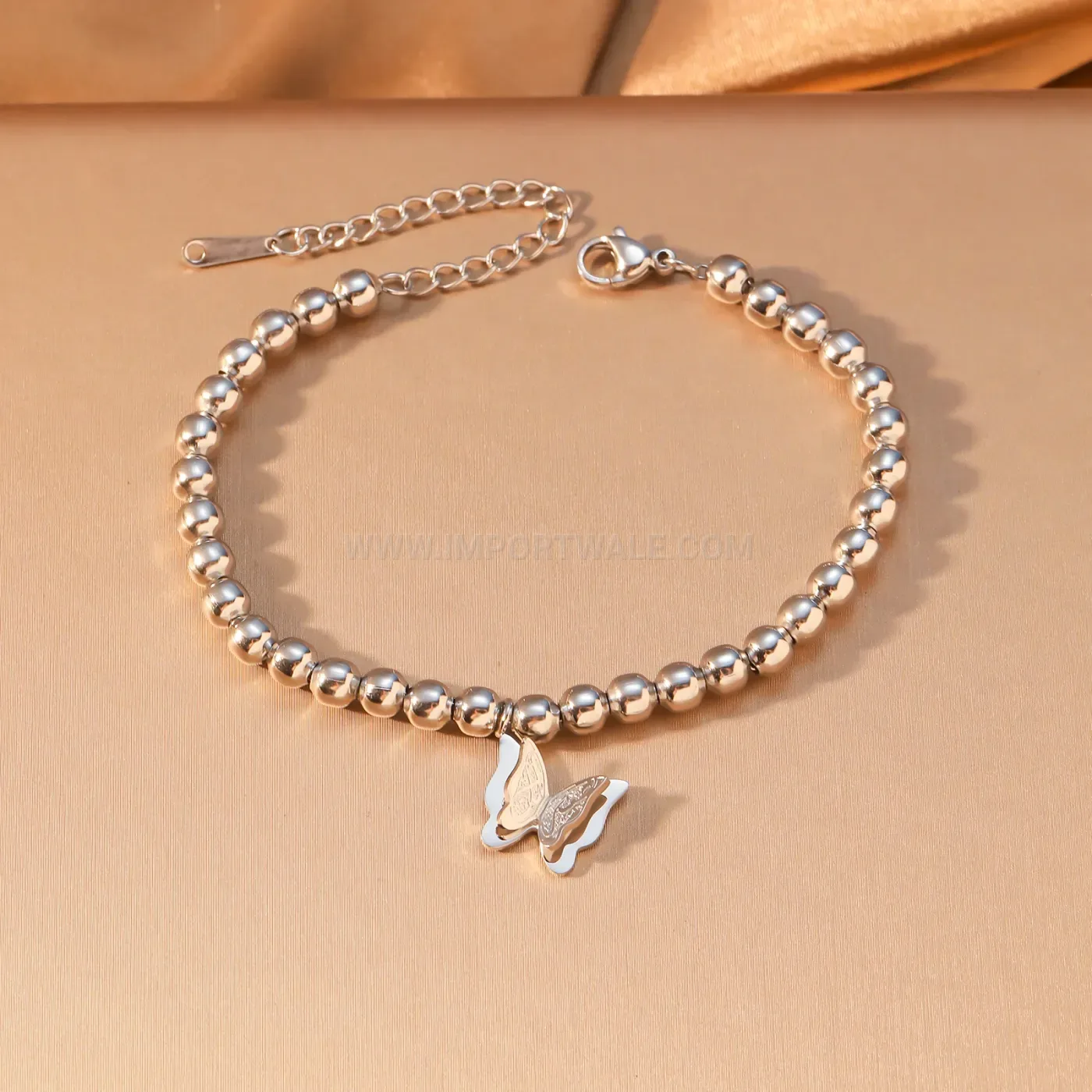 Stainless Steel Islamic Sabr Shukr Tawakkul Butterfly Beaded Bracelet