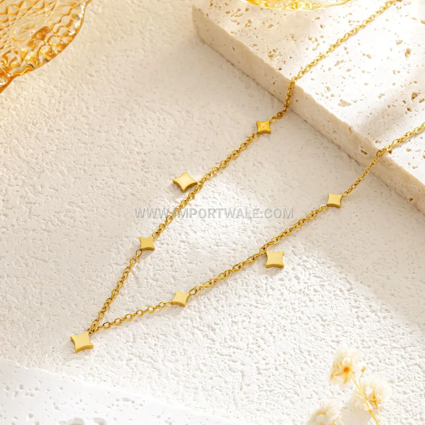 Glittering Rhombus Sequin Titanium Steel Anklet Chain