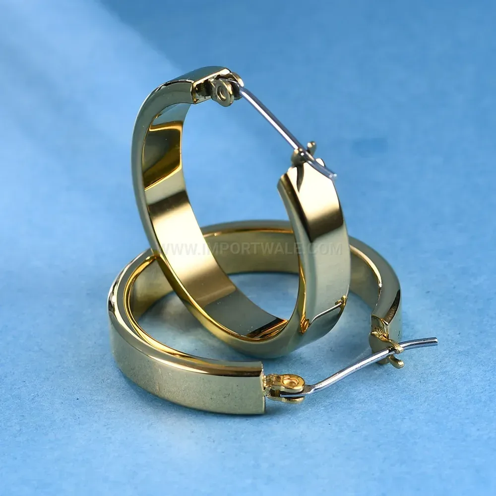 Modern Classic Gold Plated Stainless Steel Round Stud Earrings