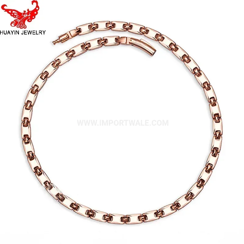 Elegant Pure Titanium Bio Magnetic Therapy Geometric Chain Necklace