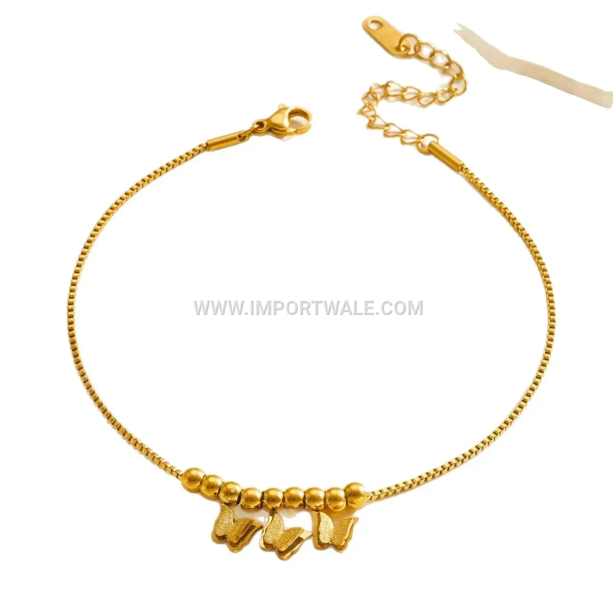 Frosted Butterfly Stainless Steel Anklet