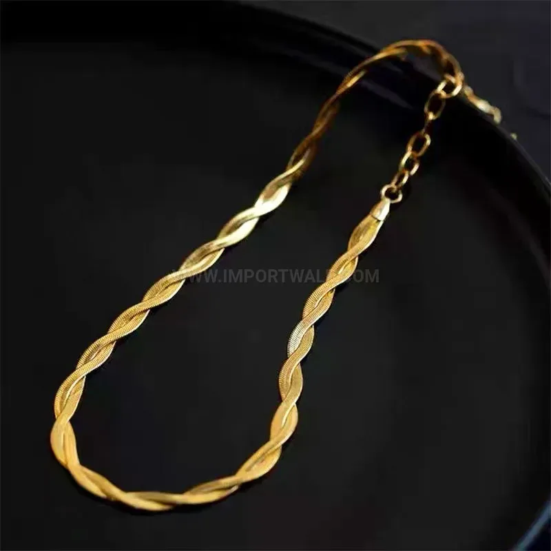 Designer Layered Blade Chain Gold-Plated Titanium Steel Set