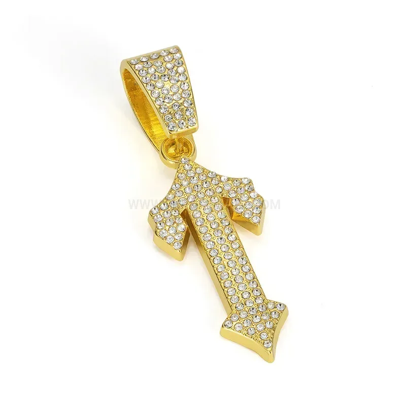 Trendy Rhinestone Arrow Pendant Alloy Cuban Link Chain Necklace