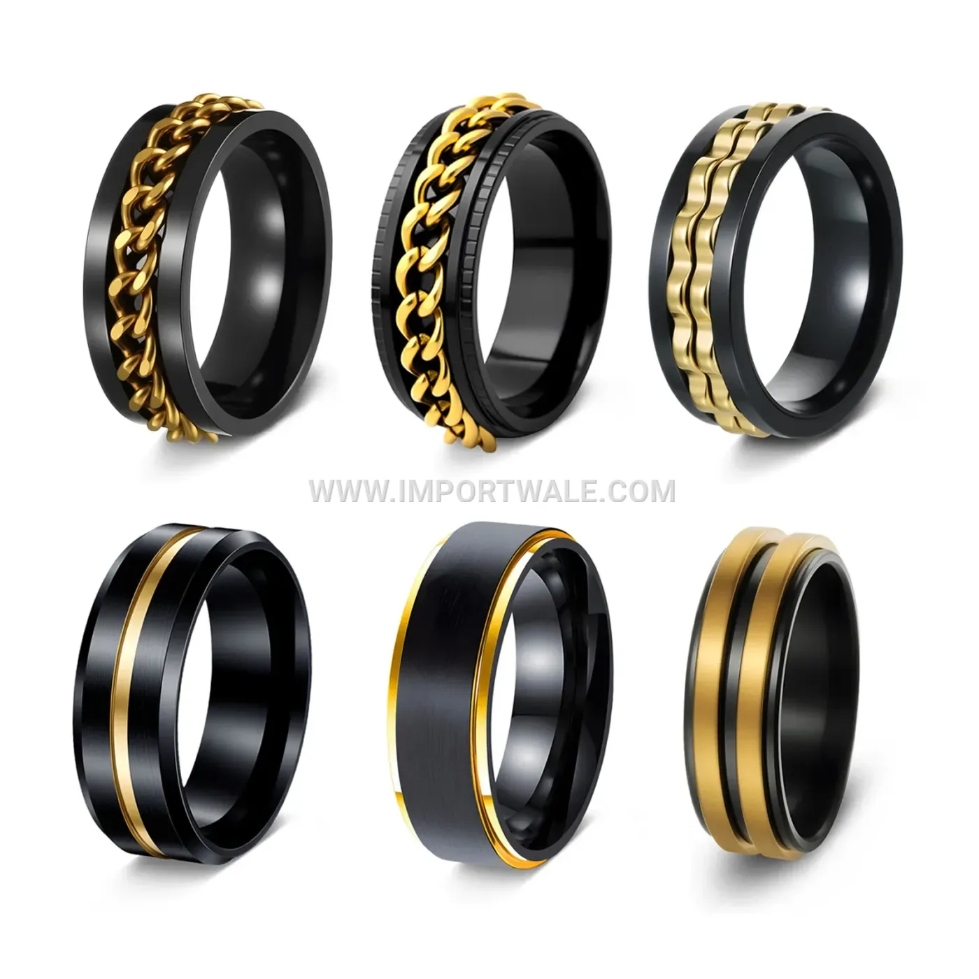 Black Gold Tone Stainless Steel Geometric Ring