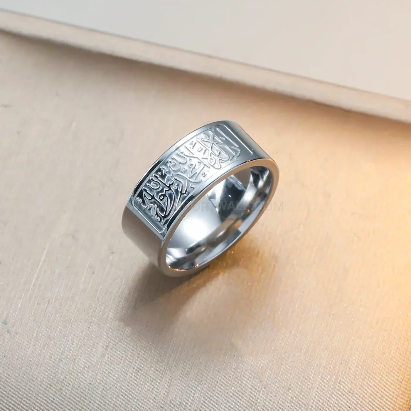 Elegant 18K Gold Plated Stainless Steel Arabic Calligraphy Religious Ring