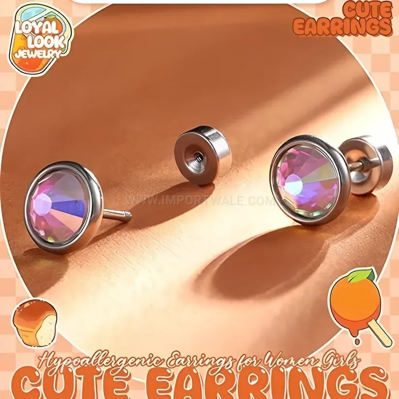 Trendy Vibrant Zircon Stainless Steel Heart And Star Stud Earrings