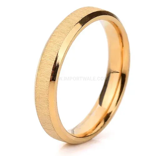 Premium Frosted Matte 18K Gold Stainless Steel Band Ring
