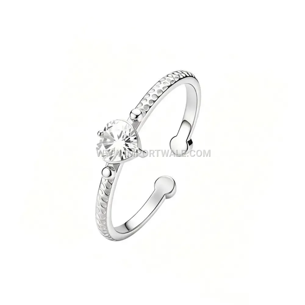 Heart Cut Zircon Solitaire Open Gold Plated Stainless Steel Ring