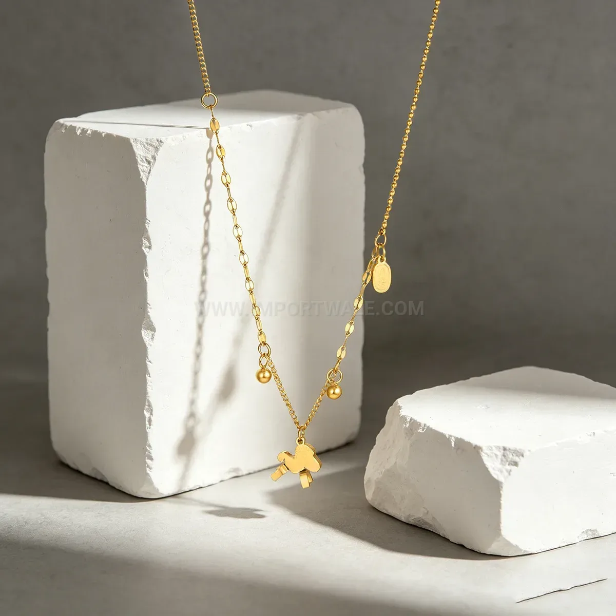 Chic Gold Vacuum Plated Zodiac Coin Pendant Stainless Steel Necklace