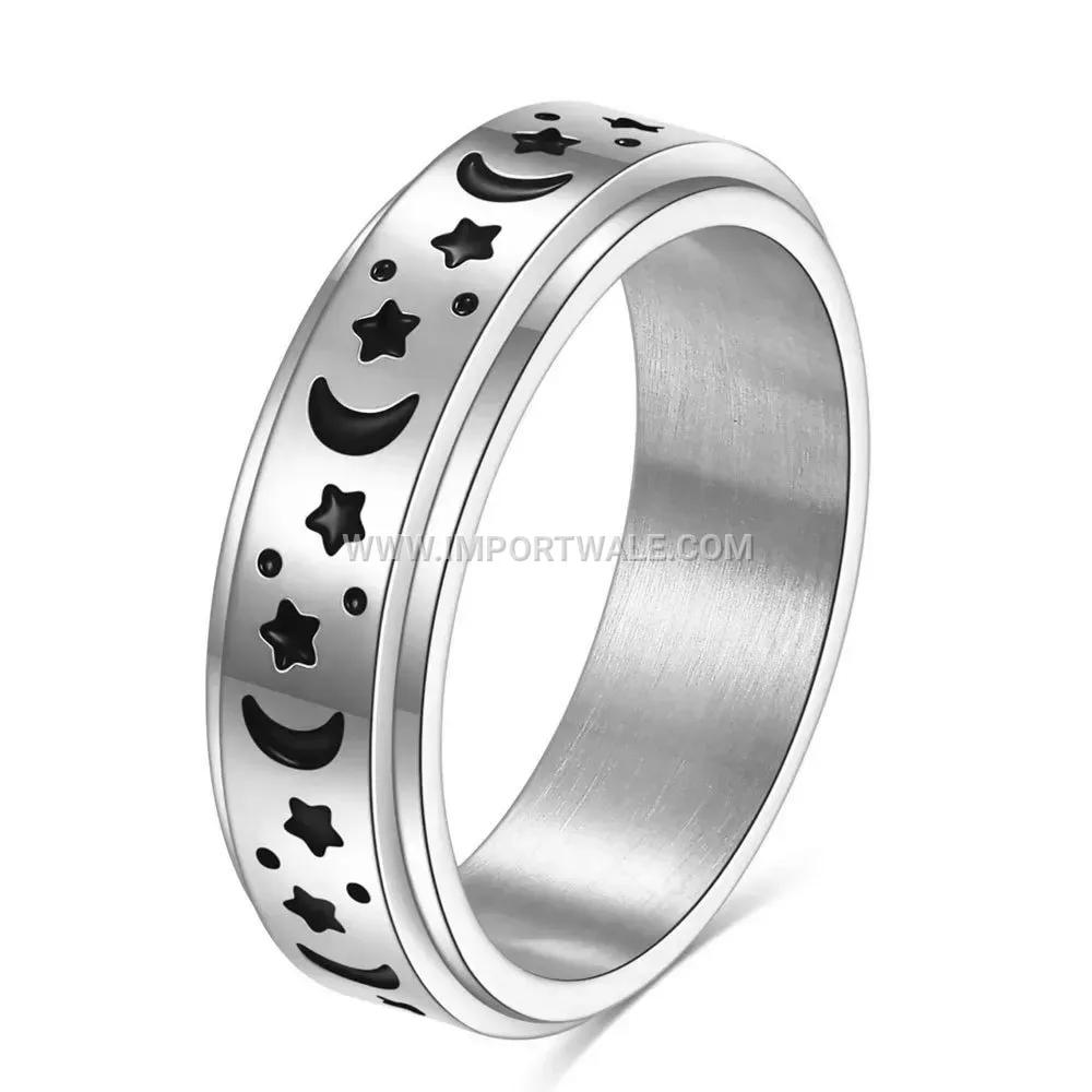 Rotating Celestial Stainless Steel Spinner Ring