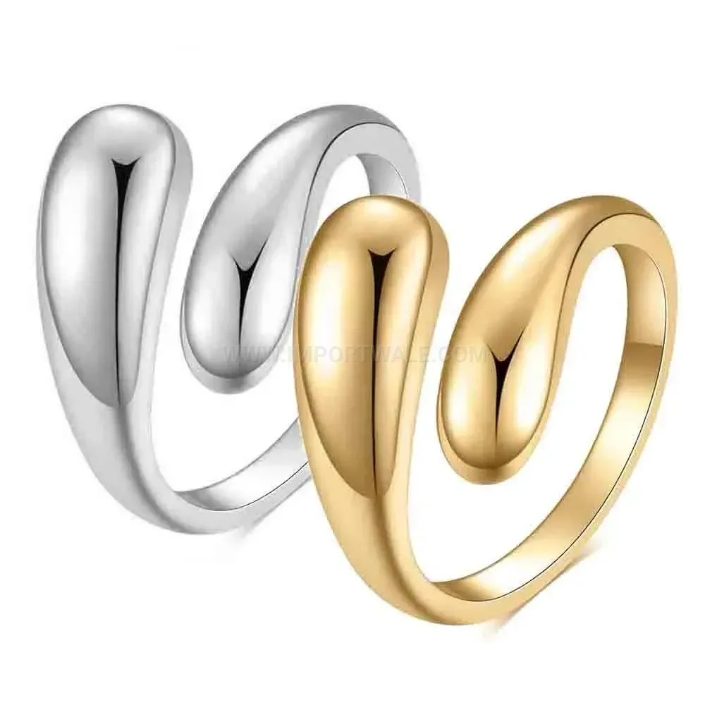 Designer Polished Irregular Geometric Open Stainless Steel Ring
