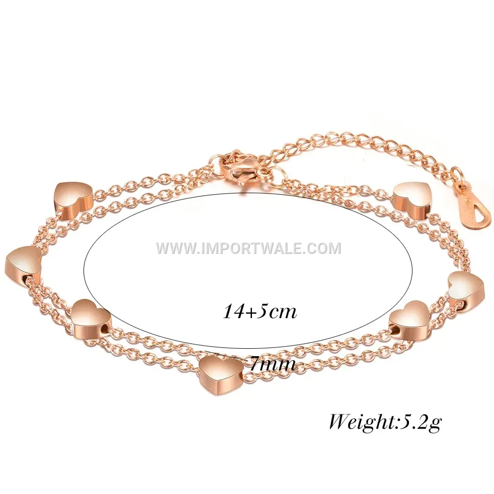 Stainless Steel Perforated Heart Link Chain Bracelet