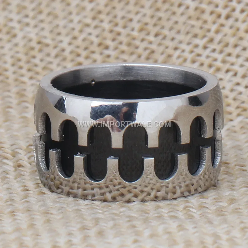 Symmetrical Epoxy Stainless Steel Band Ring