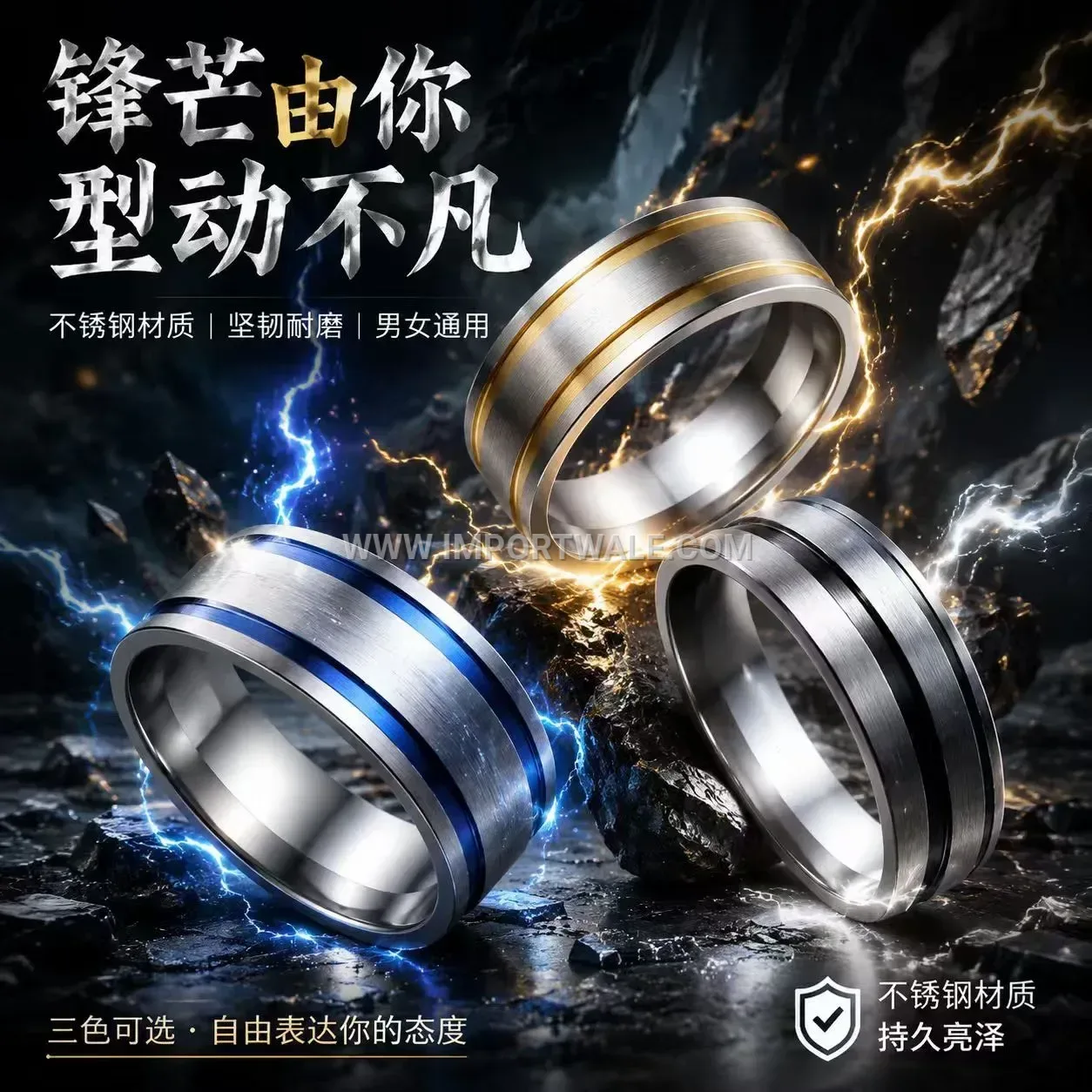 Matte Stainless Steel Dual Stripe Band Ring