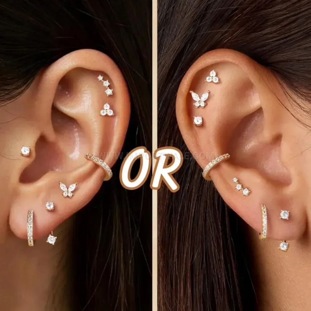 Elegant Constellation Stainless Steel Zircon Flat Back Piercing Set