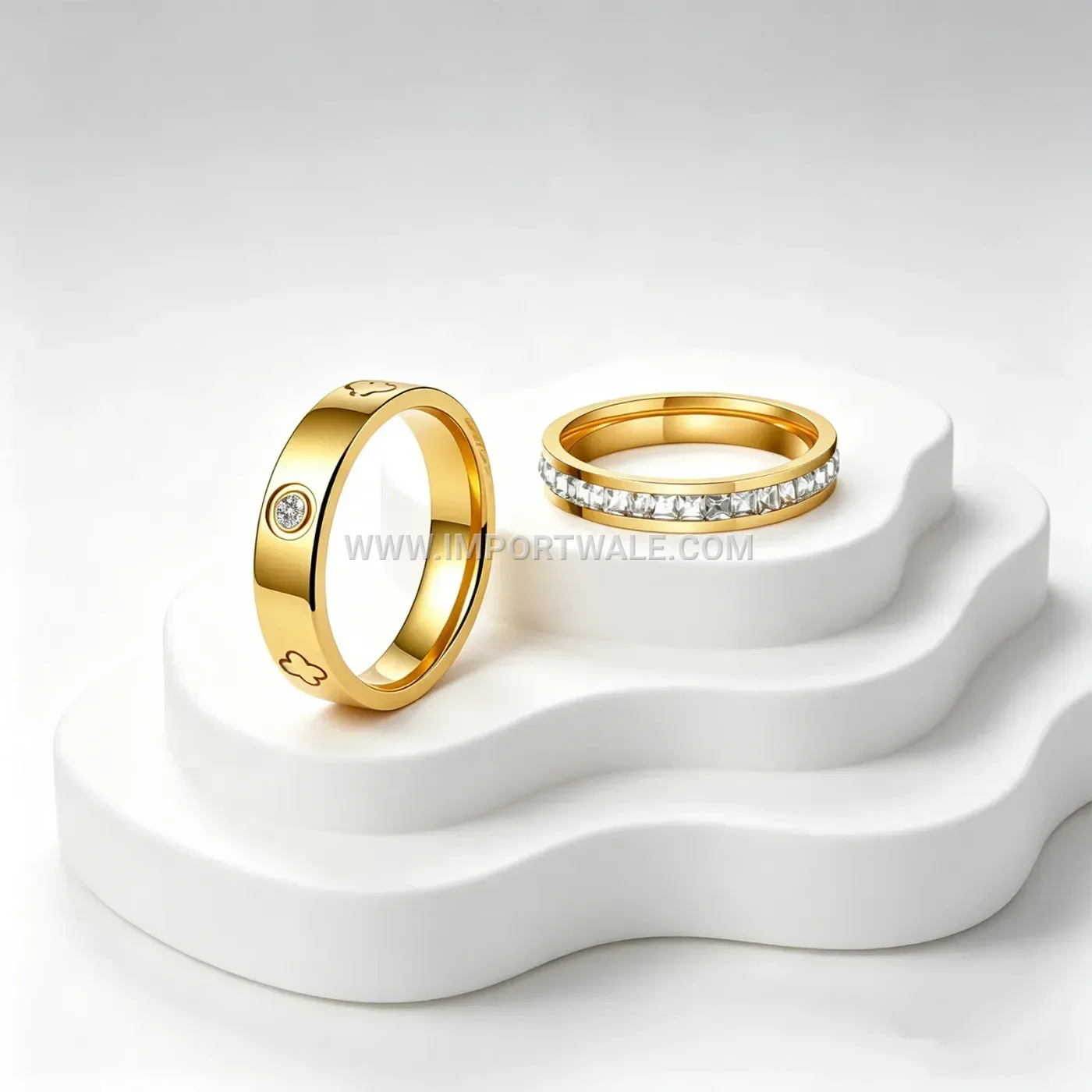 Four-Leaf Clover Crystal Stainless Steel Eternity Ring
