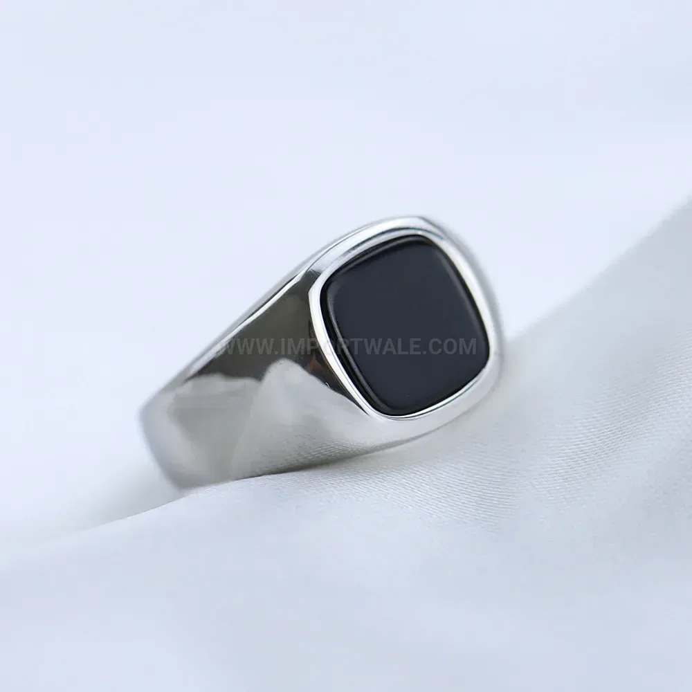 Designer Geometric Square Crystal Stainless Steel Ring