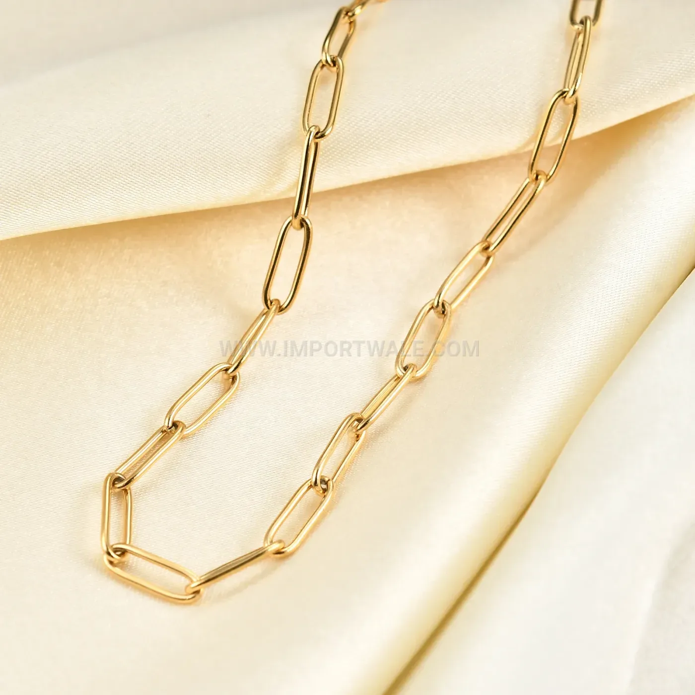 Gold Stainless Steel Safety Pin Pendant Necklace with Toggle Clasp