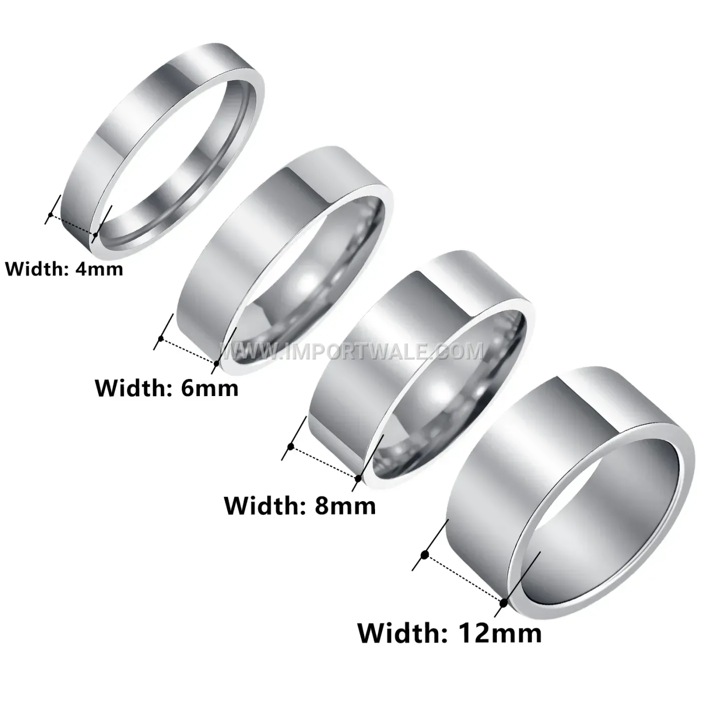 Polished Minimalist Stainless Steel Plain Band Ring Set