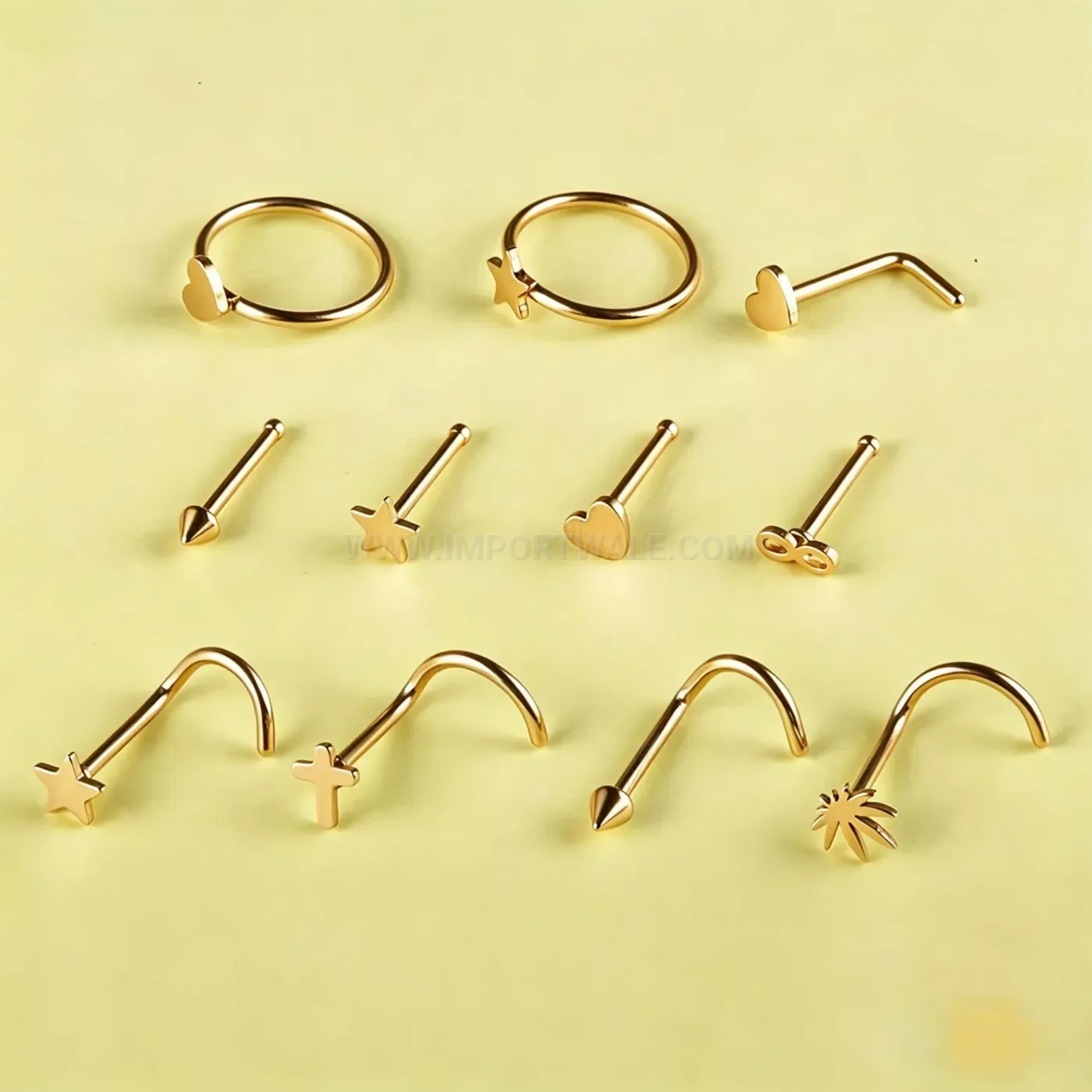 Designer Multicolor Stainless Steel Piercing Nose Ring Set