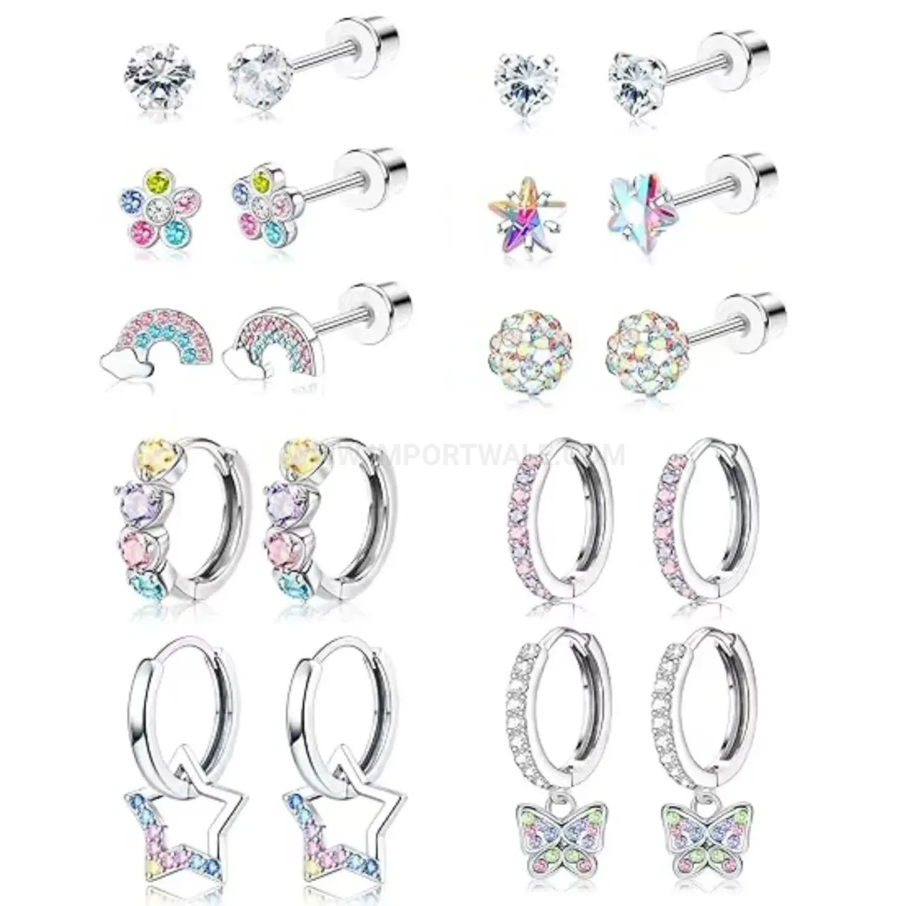 Trendy Vintage Titanium Steel Opal Clay Ball Stud Earring Set